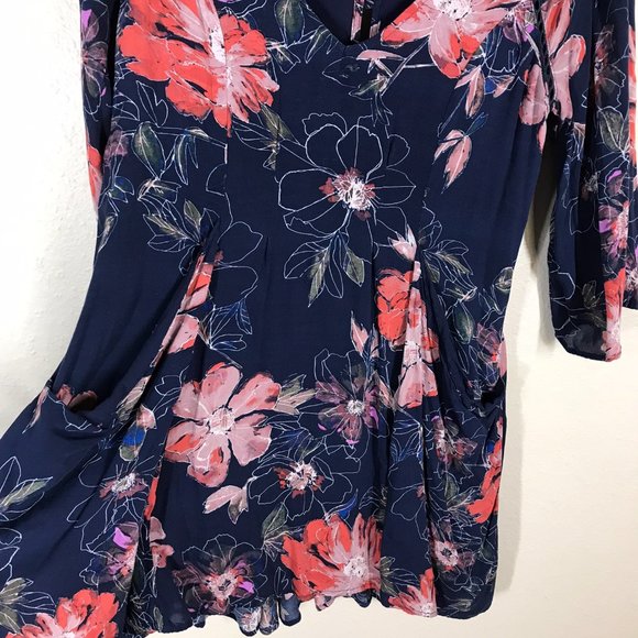 Free People Blue Floral Flowy Mini Dress - Picture 2 of 10